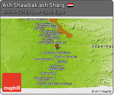 Physical Panoramic Map of Ash Shawbak Ash Sharq