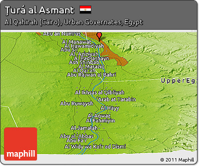 Physical Panoramic Map of Ţurá Al Asmant