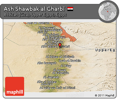 Satellite Panoramic Map of Ash Shawbak Al Gharbī
