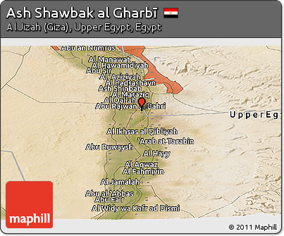 Satellite Panoramic Map of Ash Shawbak Al Gharbī
