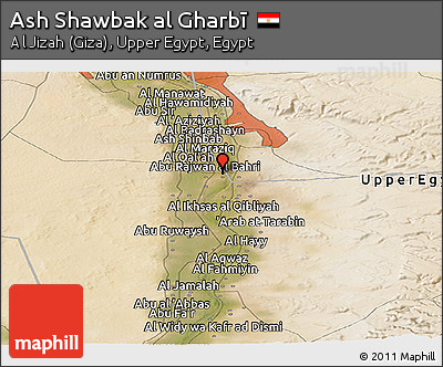Satellite Panoramic Map of Ash Shawbak Al Gharbī
