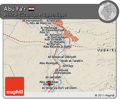 Shaded Relief Panoramic Map of Abū Fa'r