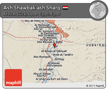 Shaded Relief Panoramic Map of Ash Shawbak Ash Sharq