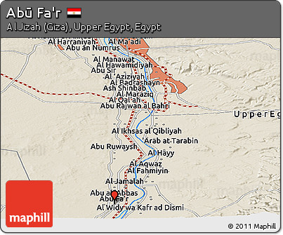 Shaded Relief Panoramic Map of Abū Fa'r