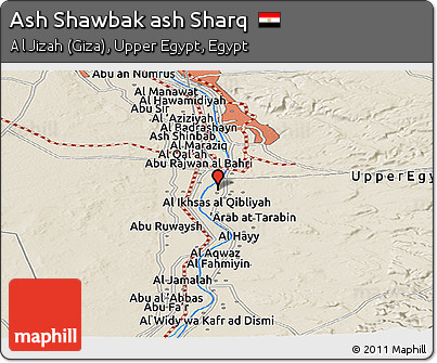 Shaded Relief Panoramic Map of Ash Shawbak Ash Sharq
