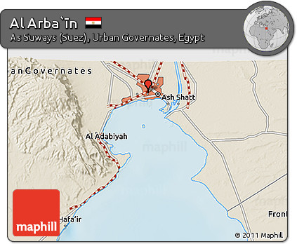 Shaded Relief 3D Map of Al Arba`īn