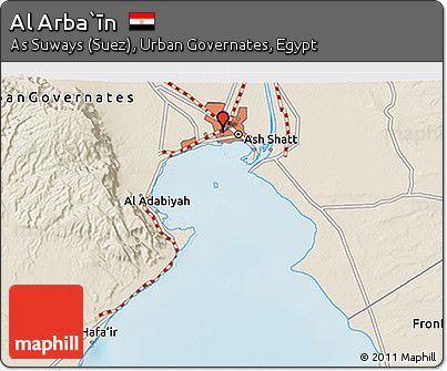 Shaded Relief 3D Map of Al Arba`īn