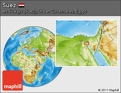 Physical Location Map of Suez