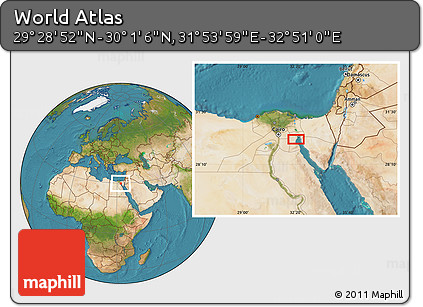 Satellite Location Map of the Area around 29° 44' 59" N, 32° 22' 30" E