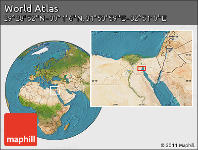 Satellite Location Map of the Area around 29° 44' 59" N, 32° 22' 30" E