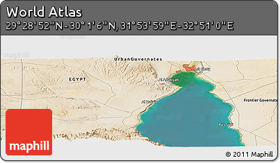Satellite Panoramic Map of the Area around 29° 44' 59" N, 32° 22' 30" E