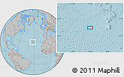 Gray Location Map of the area around 29° 44' 59" N, 32° 13' 30" W, hill shading