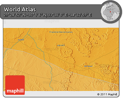 Political 3D Map of the Area around 29° 44' 59" N, 34° 4' 30" E