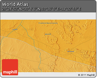 Political 3D Map of the Area around 29° 44' 59" N, 34° 4' 30" E