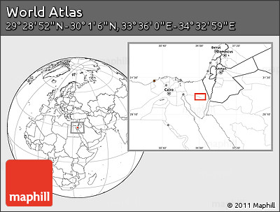 Blank Location Map of the Area around 29° 44' 59" N, 34° 4' 30" E