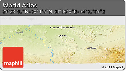 Physical Panoramic Map of the Area around 29° 44' 59" N, 34° 4' 30" E