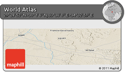 Shaded Relief Panoramic Map of the Area around 29° 44' 59" N, 34° 4' 30" E
