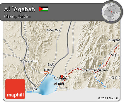 Shaded Relief 3D Map of Al `Aqabah