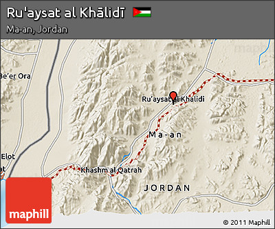 Shaded Relief 3D Map of Ru'aysat Al Khālidī