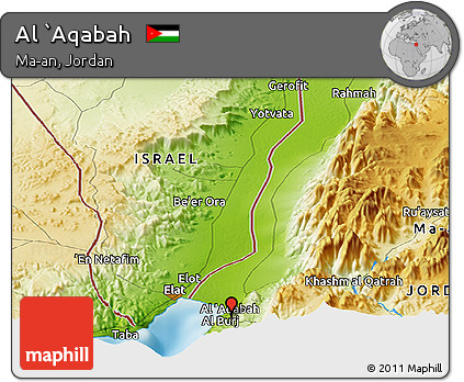 Physical Panoramic Map of Al `Aqabah