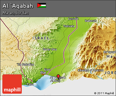 Physical Panoramic Map of Al `Aqabah