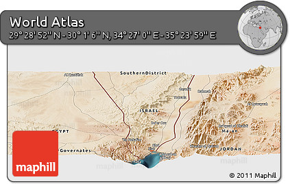 Satellite Panoramic Map of the Area around 29° 44' 59" N, 34° 55' 29" E