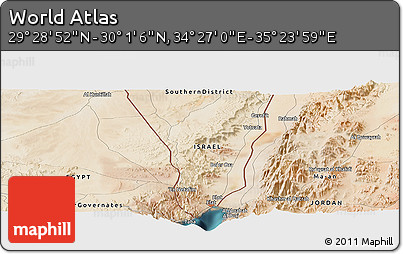 Satellite Panoramic Map of the Area around 29° 44' 59" N, 34° 55' 29" E