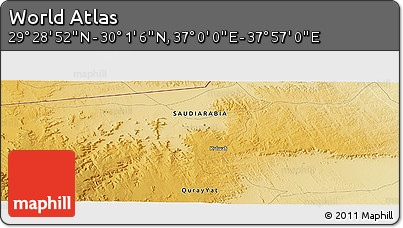 Physical Panoramic Map of the Area around 29° 44' 59" N, 37° 28' 30" E