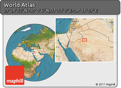 Satellite Location Map of the Area around 29° 44' 59" N, 38° 19' 30" E