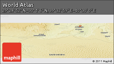 Physical Panoramic Map of the Area around 29° 44' 59" N, 40° 1' 29" E