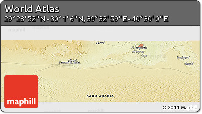 Physical Panoramic Map of the Area around 29° 44' 59" N, 40° 1' 29" E