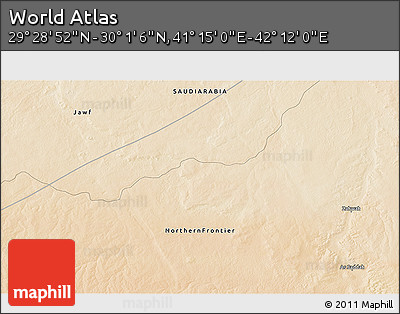 Satellite 3D Map of the Area around 29° 44' 59" N, 41° 43' 30" E