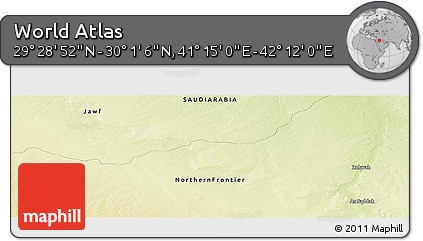 Physical Panoramic Map of the Area around 29° 44' 59" N, 41° 43' 30" E