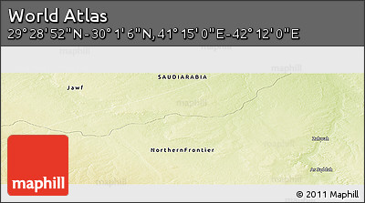 Physical Panoramic Map of the Area around 29° 44' 59" N, 41° 43' 30" E