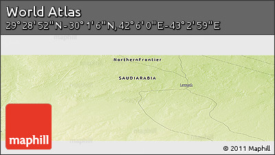 Physical Panoramic Map of the Area around 29° 44' 59" N, 42° 34' 30" E