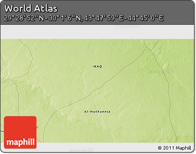 Physical 3D Map of the Area around 29° 44' 59" N, 44° 16' 29" E