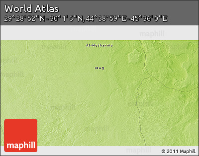 Physical 3D Map of the Area around 29° 44' 59" N, 45° 7' 30" E