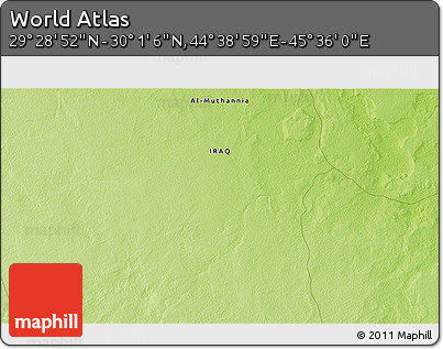 Physical 3D Map of the Area around 29° 44' 59" N, 45° 7' 30" E
