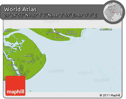 Physical 3D Map of the Area around 29° 44' 59" N, 48° 31' 29" E