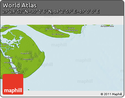 Physical 3D Map of the Area around 29° 44' 59" N, 48° 31' 29" E