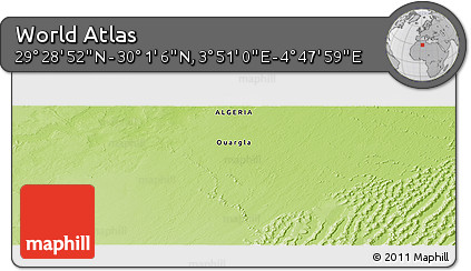 Physical Panoramic Map of the Area around 29° 44' 59" N, 4° 19' 30" E