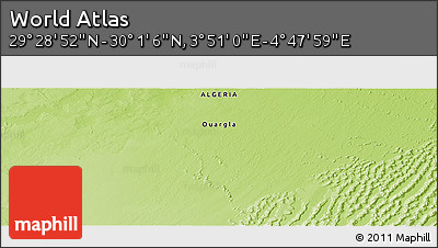 Physical Panoramic Map of the Area around 29° 44' 59" N, 4° 19' 30" E