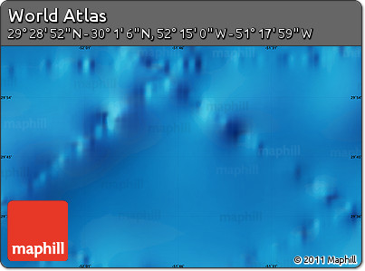 Shaded Relief Map of the Area around 29° 44' 59" N, 51° 46' 29" W