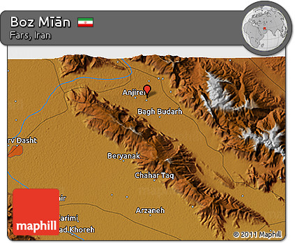 Physical 3D Map of Boz Mīān