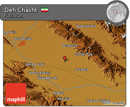 Physical 3D Map of Deh Chāsht