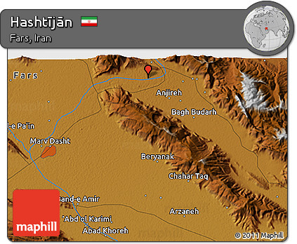 Physical 3D Map of Hashtījān