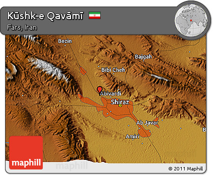Physical 3D Map of Kūshk-e Qavāmī