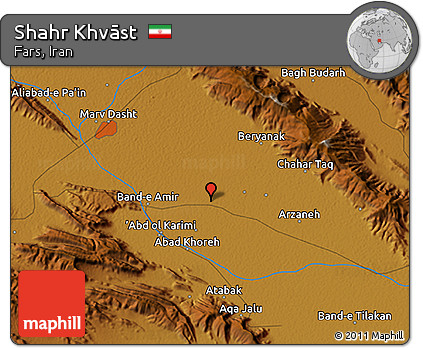 Physical 3D Map of Shahr Khvāst