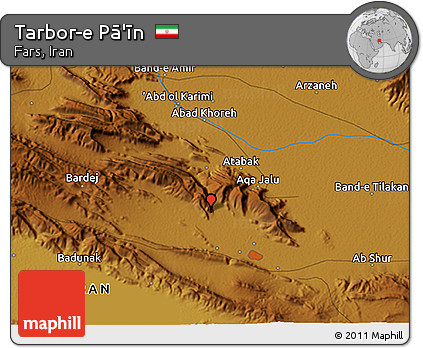 Physical 3D Map of Tarbor-e Pā'īn