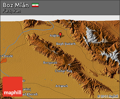 Physical 3D Map of Boz Mīān
